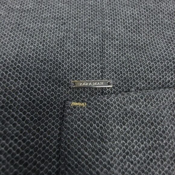 NEW Zara Man Old Money Sueded Elbow Patch 2 Button Blazer Jacket Gray Academia - Picture 9 of 12